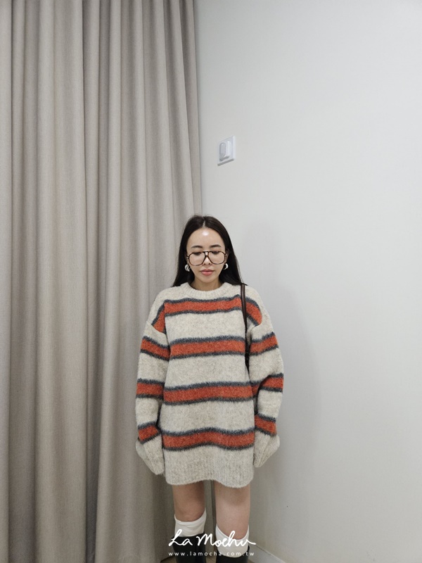 圓領混色條紋羊毛衣
